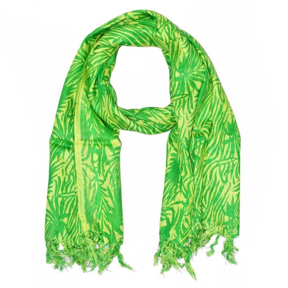Tropical Print Cotton Fabric Tassel Scarf - Picture 2 of 2